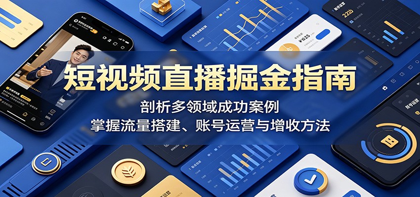 短视频直播掘金指南:剖析多领域成功案例,掌握流量搭建、账号运营与增收方法-云网创