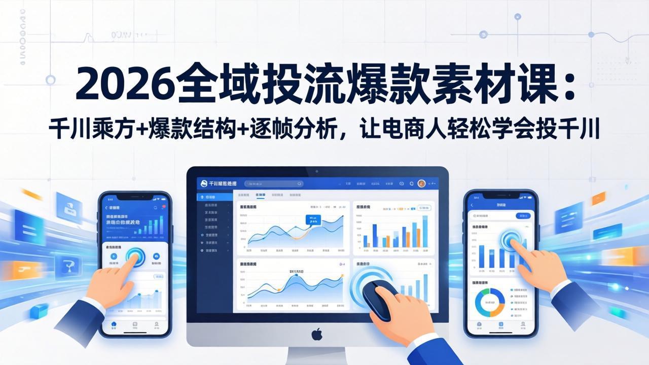 2026全域投流爆款素材课:千川乘方+爆款结构+逐帧分析,让电商人轻松学会投千川-云网创