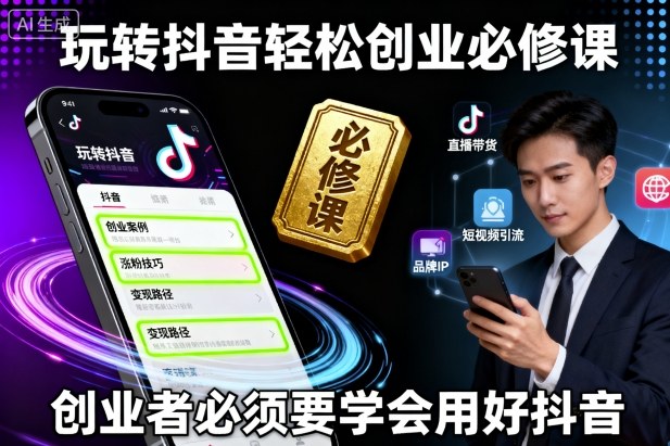 玩转抖音轻松创业必修课,创业者必须要学会用好抖音-云网创