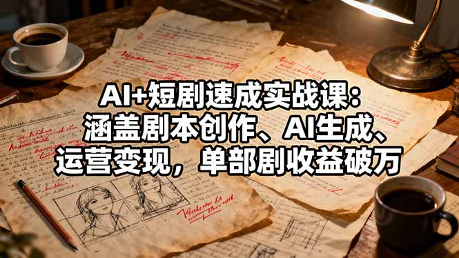 AI+短剧速成实战课：涵盖剧本创作、AI生成、运营变现，单部剧收益破万-云网创