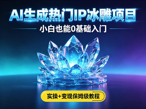 AI生成热门ip冰雕项目,小白也能0基础入门,实操+变现保姆级教程-云网创