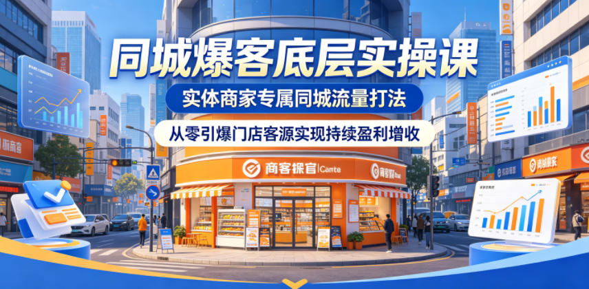 同城爆客底层实操课,实体商家专属同城流量打法,从零引爆门店客源实现持续盈利增收-云网创