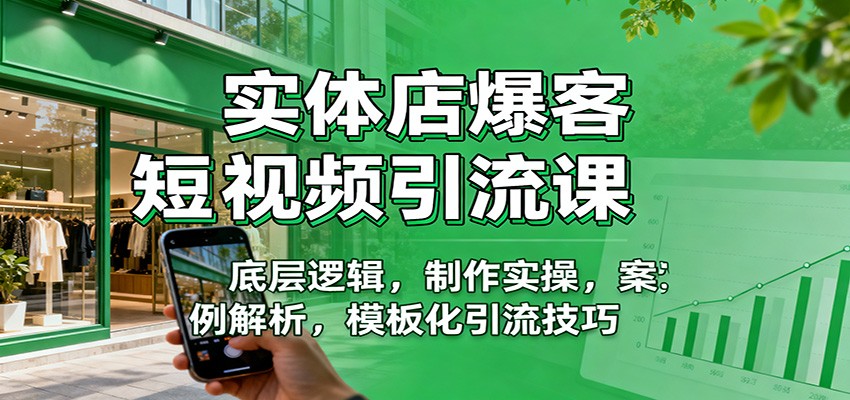 实体店爆客短视频引流课:底层逻辑,制作实操,案例解析,模板化引流技巧-云网创