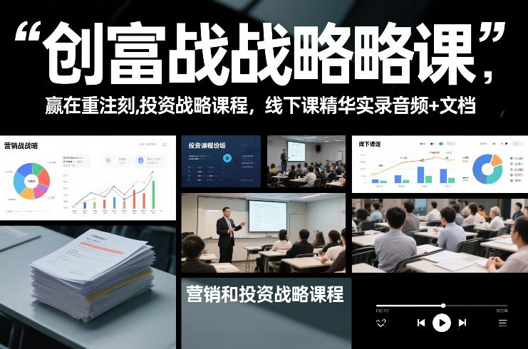 创富战略课,赢在重注时刻,营销和投资战略课程,线下课精华实录音频+文档-云网创