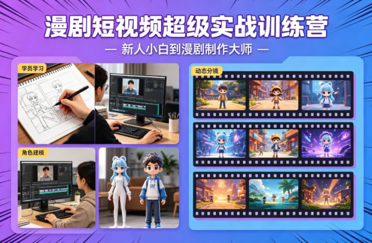 漫剧短视频超级实战训练营,新人小白到漫剧制作大师-云网创