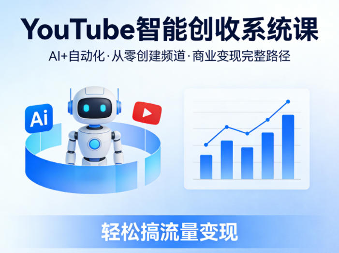 YouTube智能创收系统课,AI+自动化,从零创建YouTube频道并实现商业变现的完整路径,轻松搞流量变现-云网创