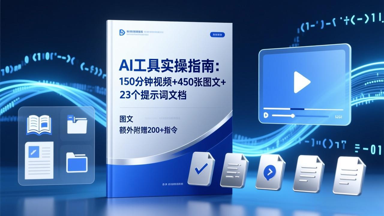 AI工具实操指南:150分钟视频+450张图文+23个提示词文档,额外附赠200+指令-云网创
