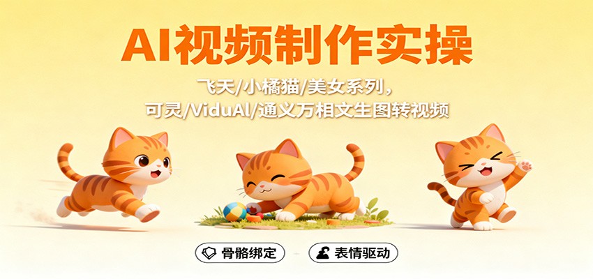 AI视频制作实操，飞天/小橘猫/美女系列，可灵/ViduAl/通义万相文生图转视频-云网创