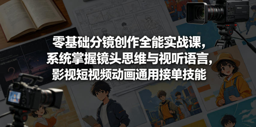 零基础分镜创作全能实战课,系统掌握镜头思维与视听语言,影视短视频动画通用接单技能-云网创