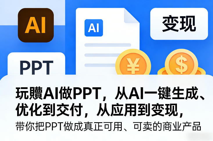 玩賺AI做PPT,从AI一键生成、优化到交付,从应用到变现,带你把PPT做成真正可用、可卖的商业产品(更新0421)-云网创