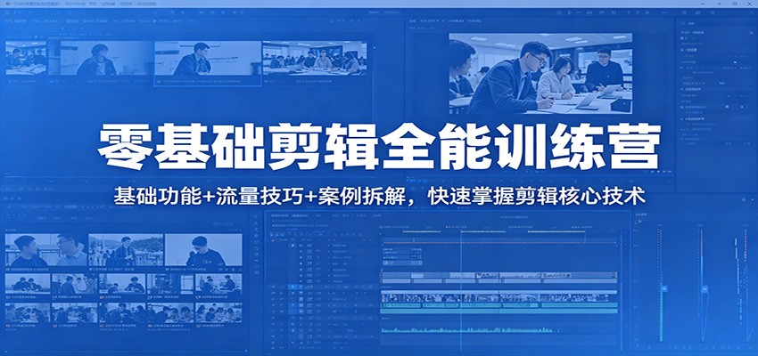 零基础剪辑全能训练营:基础功能+流量技巧+案例拆解,快速掌握剪辑核心技术-云网创