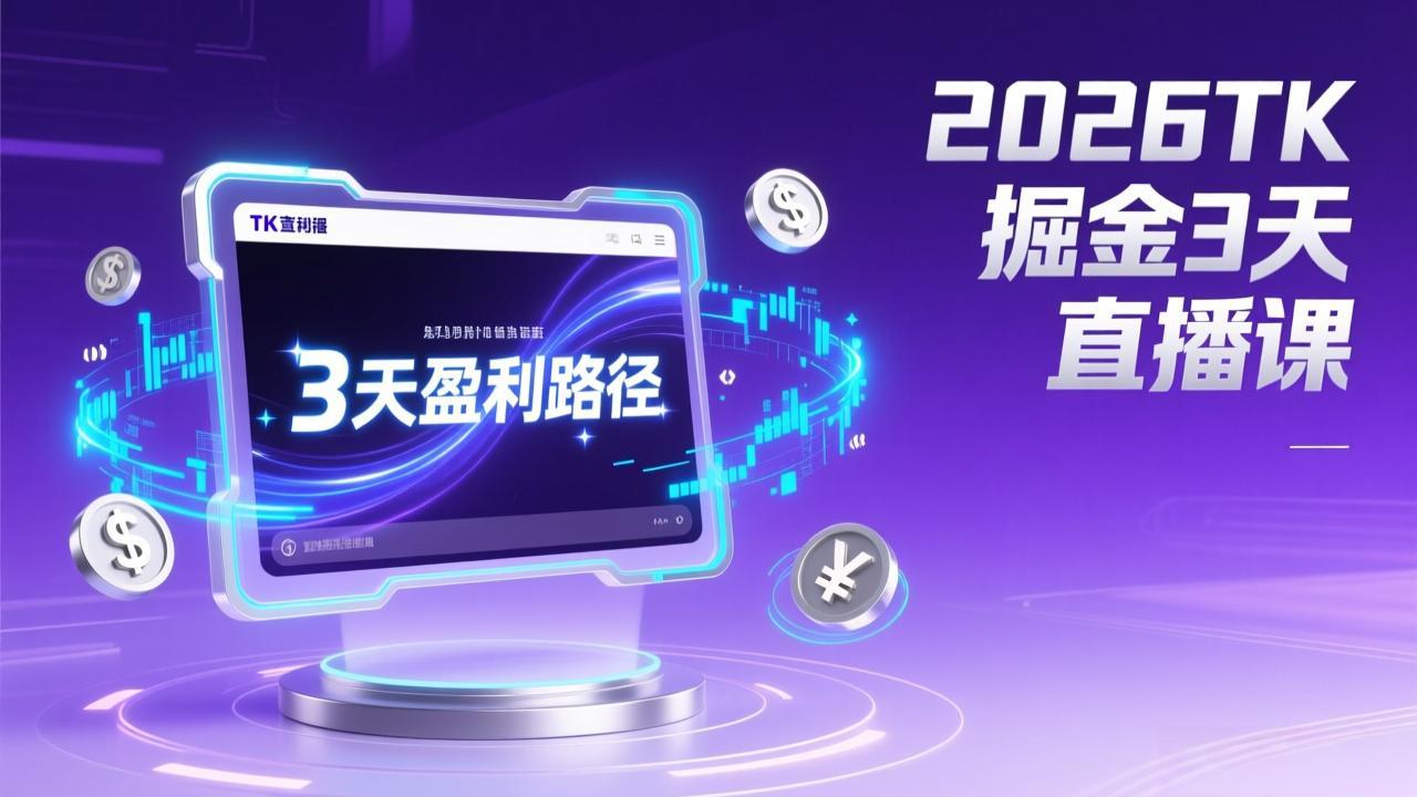 2026TK掘金直播课,起号涨粉+直播带货+商单变现+3天打通盈利路径,月入过万美金-云网创