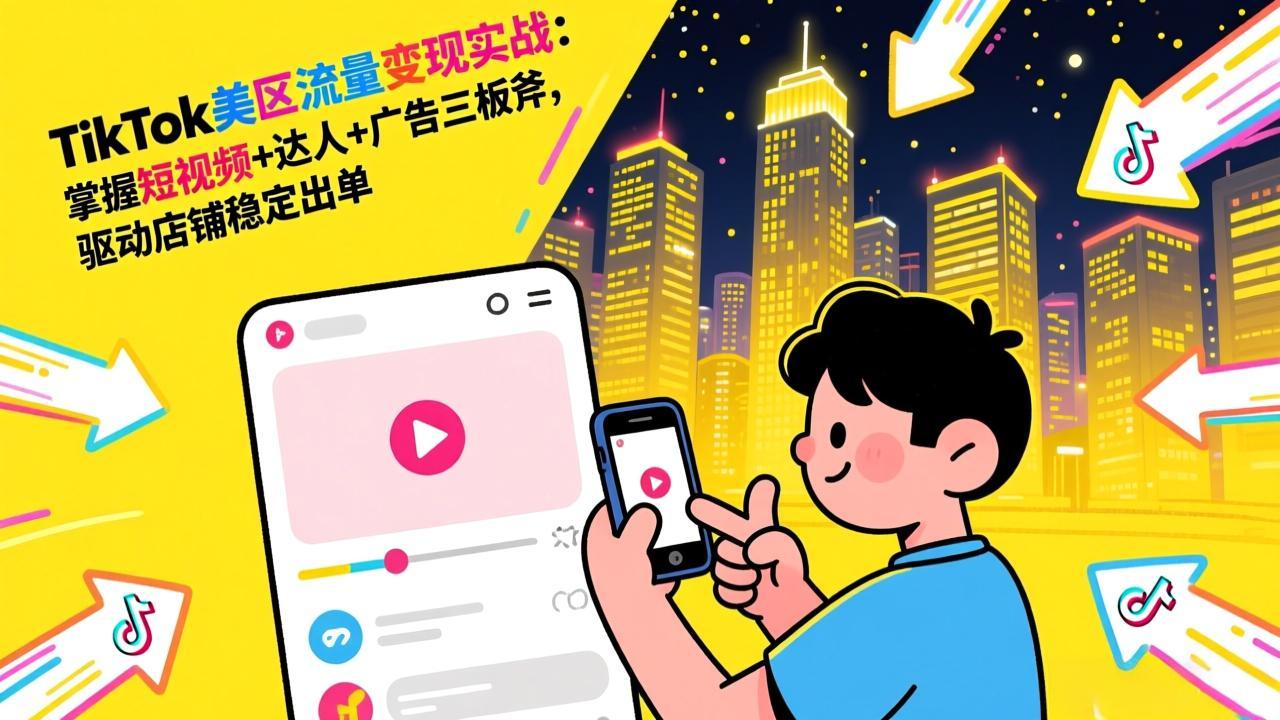 TikTok美区流量变现实战：掌握短视频+达人+广告三板斧，驱动店铺稳定出单-云网创