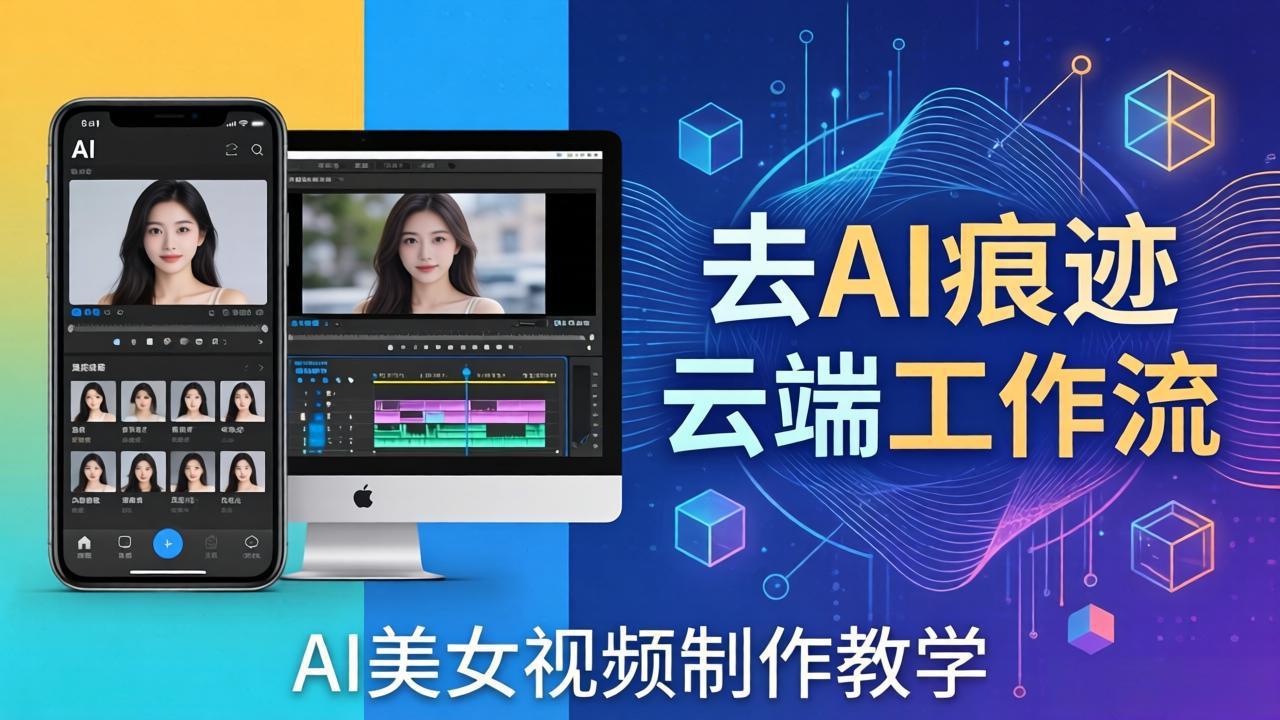 AI美女视频制作教学：去AI痕迹，云端工作流出图，手机电脑均可，不需要配置-云网创