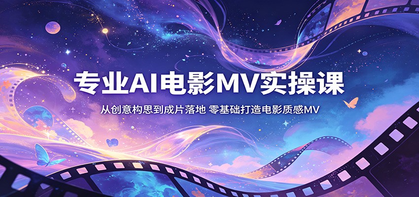 专业AI电影MV实操课:从创意构思到成片落地,零基础打造电影质感MV-云网创