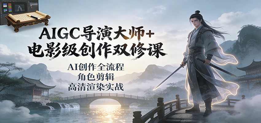 AIGC导演大师+电影级创作双修课：AI创作全流程、角色剪辑、高清渲染实战-云网创