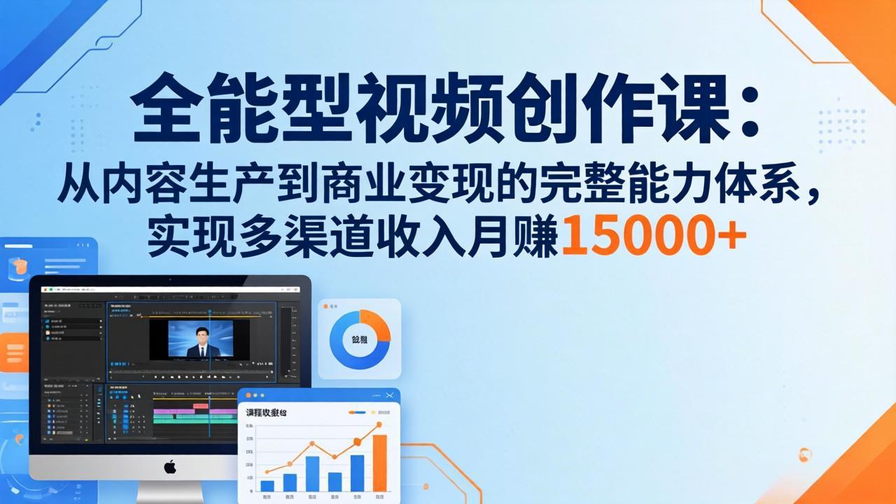 全能型视频创作课-26年3月更新:从内容生产到商业变现的完整能力体系,多渠道收入月赚15000+-云网创