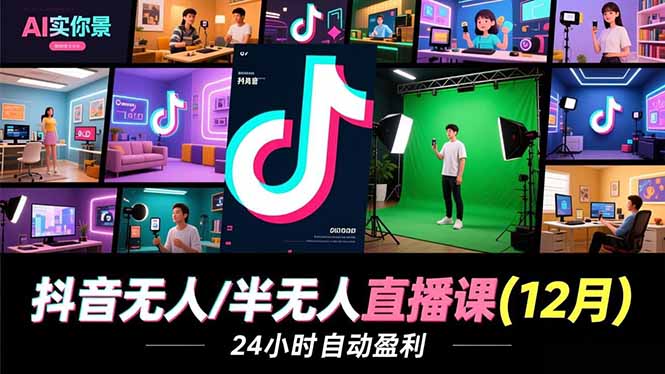 抖音无人/半无人直播课(12月-云网创