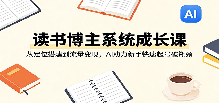 读书博主系统成长课：从定位搭建到流量变现，AI助力新手快速起号破瓶颈-云网创