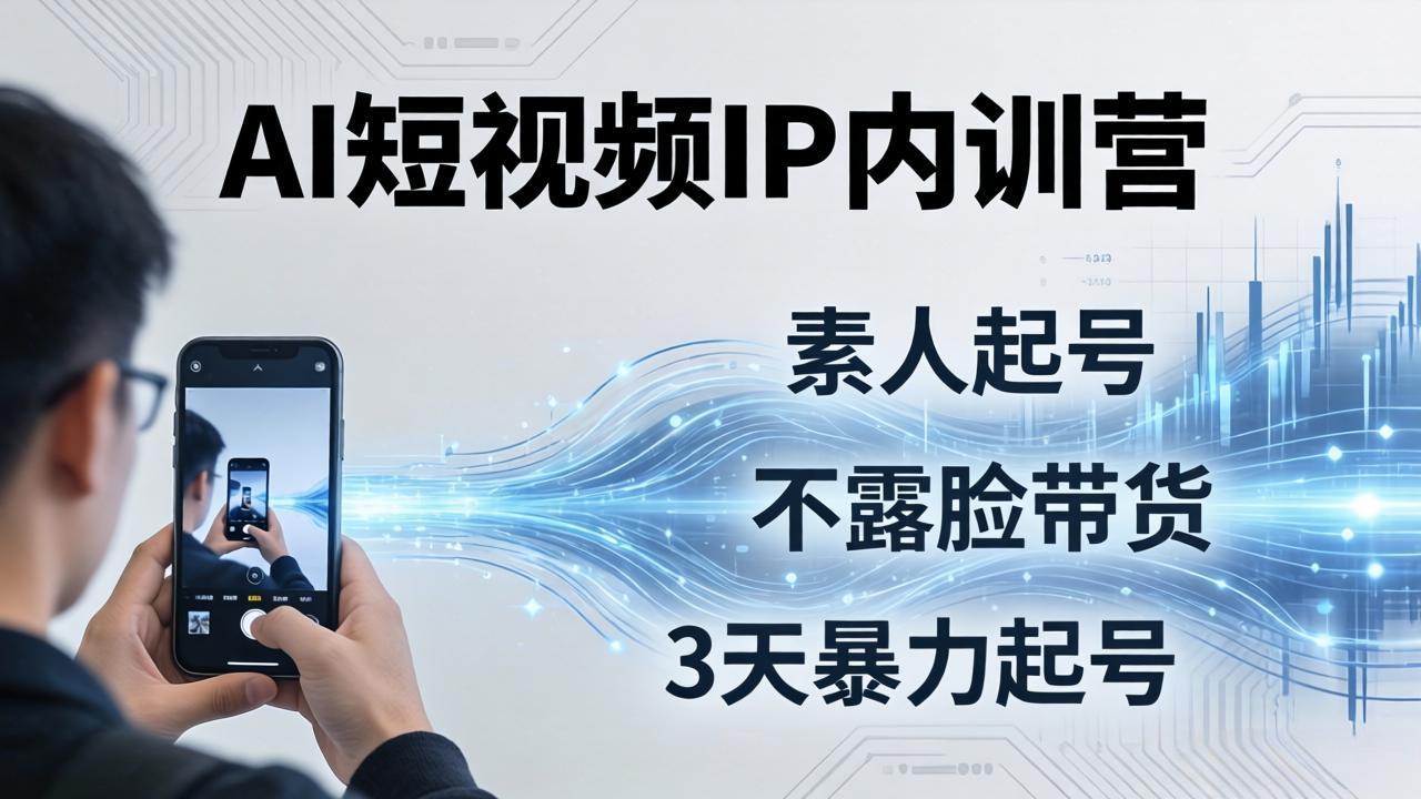 2026AI短视频IP内训营：从素人起号到不露脸带货，3天暴力起号全流程拆解-云网创