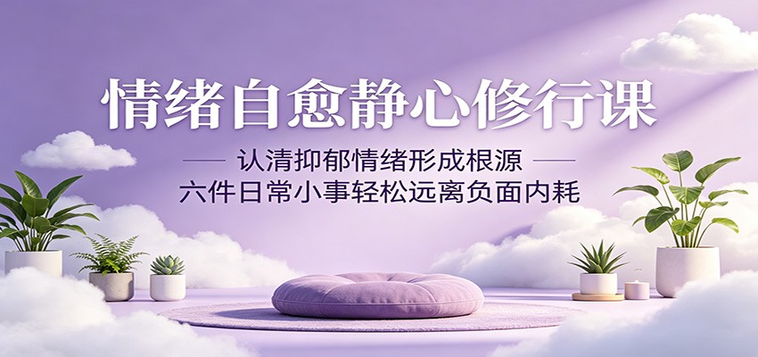 情绪自愈静心修行课:认清抑郁情绪形成根源,六件日常小事轻松远离负面内耗-云网创