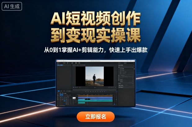 AI短视频创作到变现实操课,从0到1掌握AI+剪辑能力,快速上手出爆款(更新10月)-云网创