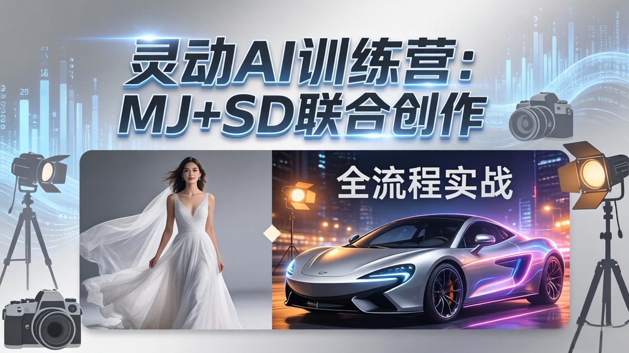 灵动AI训练营-3.0课程:MJ+SD联合创作,从婚纱大片到汽车广告,摄影后期全流程实战-云网创