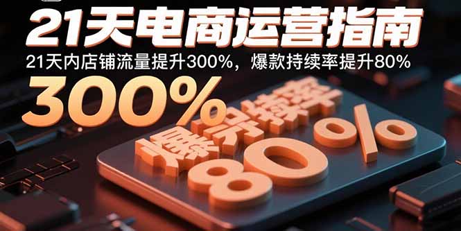 21天电商运营指南:21天内店铺流量提升300%,爆款持续率提升80%-云网创