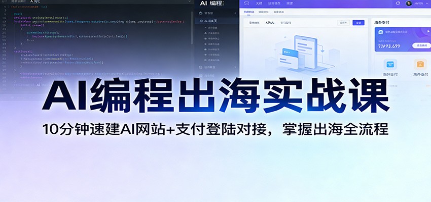 AI编程出海实战课：10分钟速建AI网站+支付登陆对接，掌握出海全流程-云网创
