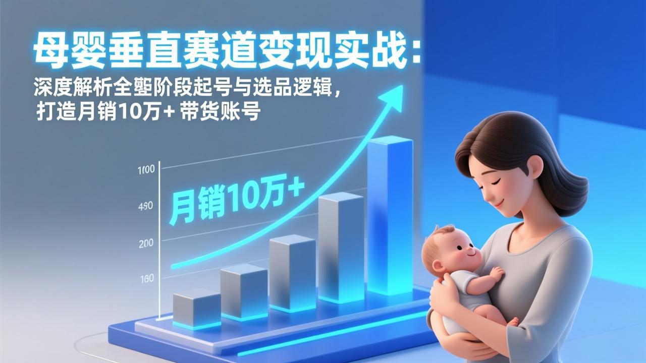 母婴垂直赛道变现实战:深度解析三大阶段起号与选品逻辑,打造月销10万+带货账号-云网创