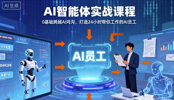 Ai智能体实战课程，0基础跨越Ai鸿沟，打造24小时帮你工作的Ai员工，打破常规，以实战定义Ai-云网创