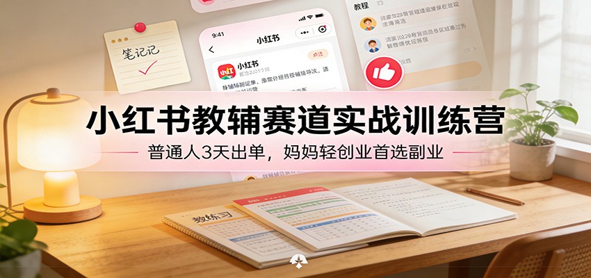 小红书教辅赛道实战训练营:普通人3天出单,妈妈轻创业首选副业-云网创