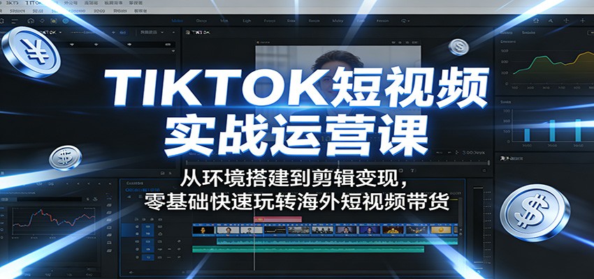 TIKTOK短视频实战运营课：从环境搭建到剪辑变现，零基础快速玩转海外短视频带货-云网创