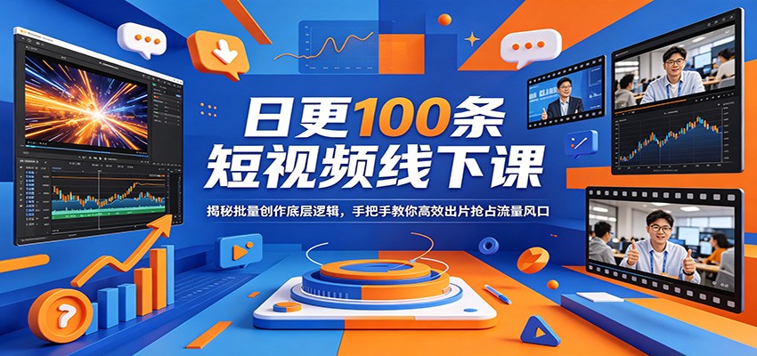 日更100条短视频线下课：揭秘批量创作底层逻辑，手把手教你高效出片抢占流量风口-云网创