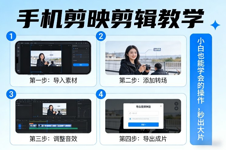 手机剪映剪辑教学,小白也能学会的操作,秒出大片-云网创
