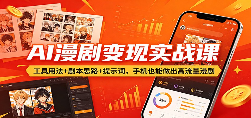 AI漫剧变现实战课：工具用法+剧本思路+提示词，手机也能做出高流量漫剧-云网创