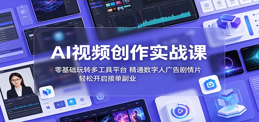 AI视频创作实战课:零基础玩转多工具平台,精通数字人广告、剧情片,轻松开启接单副业-云网创
