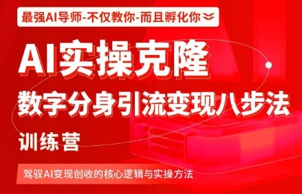 AI实操克隆：数字分身引流变现八步法训练营，驾驭AI变现创收的核心逻辑与实操方法-云网创