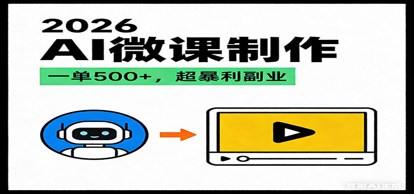 2026AI 风口最稳副业:微课代写制作,一单 500+,人人可做的蓝海项目-云网创