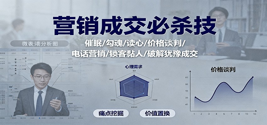 营销成交必杀技：催眠/勾魂/读心/价格谈判/电话营销/锁客黏人/破解犹豫成交-云网创