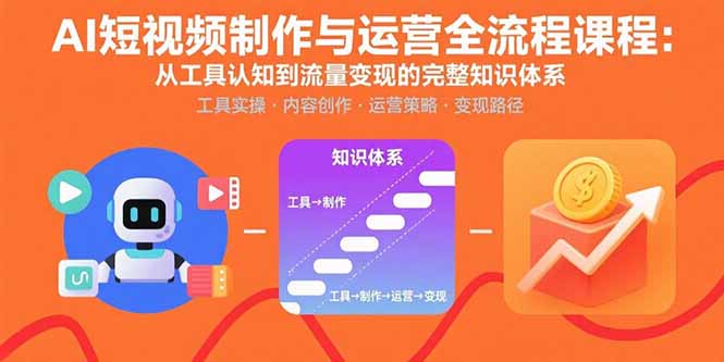 AI短视频制作与运营全流程课程:从工具认知到流量变现的完整知识体系-云网创