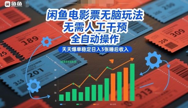 闲鱼电影票无脑玩法,无需人工干预,全自动操作,天天爆单稳定日入3张睡后收入【揭秘】-云网创