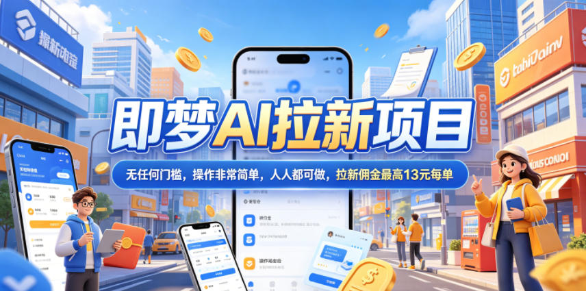 2026年即梦AI拉新项目最新玩法,无任何门槛,操作非常简单,人人都可做,拉新佣金最高13元每单-云网创
