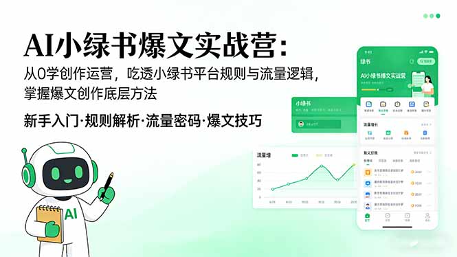 AI 小绿书爆文实战营:从0学创作运营,吃透小绿书平台规则与流量逻辑,掌握爆文创作底层方法-云网创
