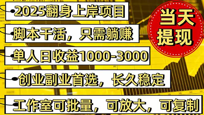 稳定八年美金掘金2.0脚本干活,只需躺赚。单人日收益1000-3000可批量、…-云网创