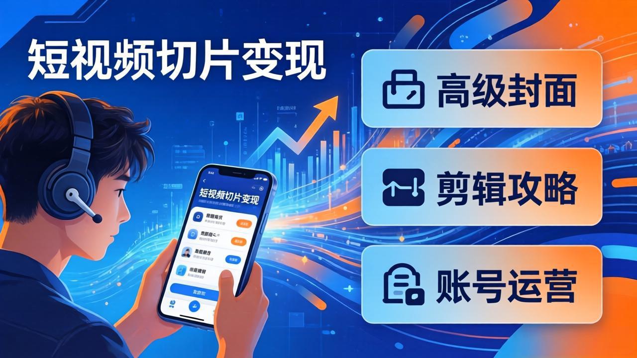 短视频切片变现速成班2.0:高级封面+剪辑攻略+账号运营,0基础小白快速入局副业-云网创