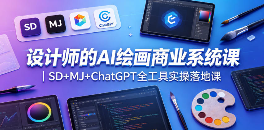 设计师的AI绘画商业系统课|SD+MJ+ChatGPT全工具实操落地课-云网创