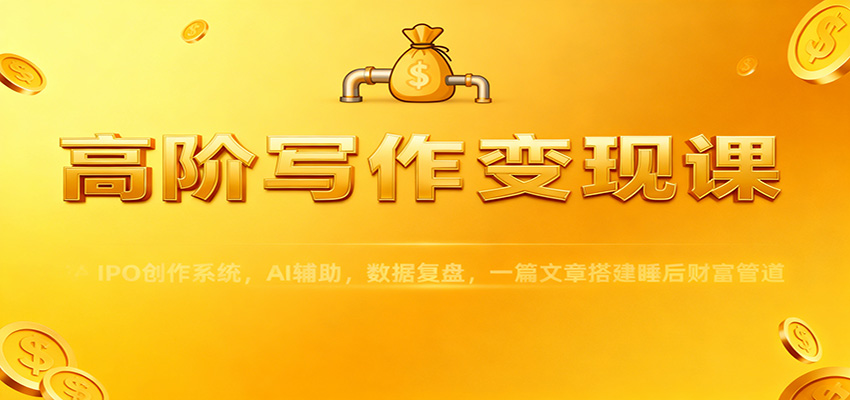 高阶写作变现课：IPO创作系统，AI辅助，数据复盘，一篇文章搭建睡后财富管道-云网创
