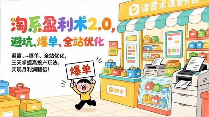 淘系盈利术2.0，避坑、爆单、全站优化，三天掌握高投产玩法，实现月利润翻倍！-云网创