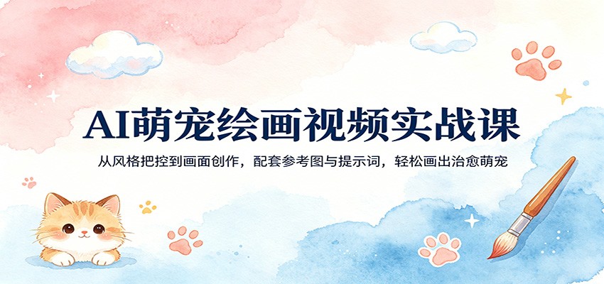 AI萌宠绘画视频实战课：从风格把控到画面创作，配套参考图与提示词，轻松画出治愈萌宠-云网创